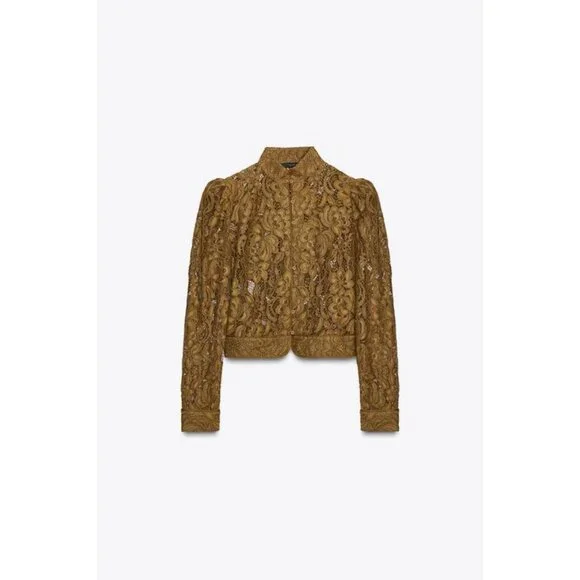 ZARA ZW COLLECTION LACE JACKET WITH BALLOON SLEEVES